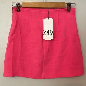 COPY - Bright pink mini linen skirt